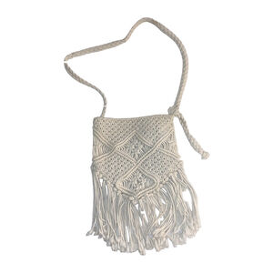 Women's vintage crocheted boho Bag, One size, Off-white
